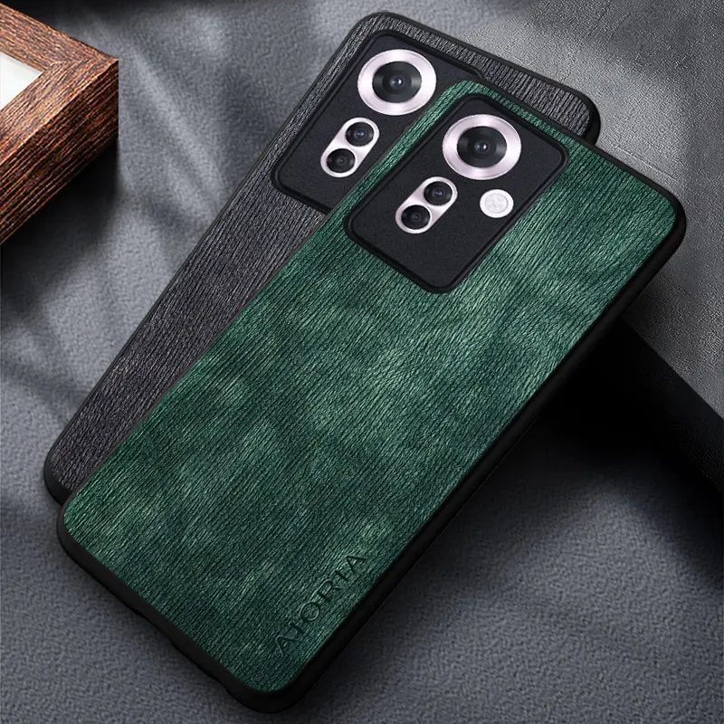 Funda para Oppo Reno 11F F25 Pro Patrón Madera Lujo Premium PU Piel Sintética