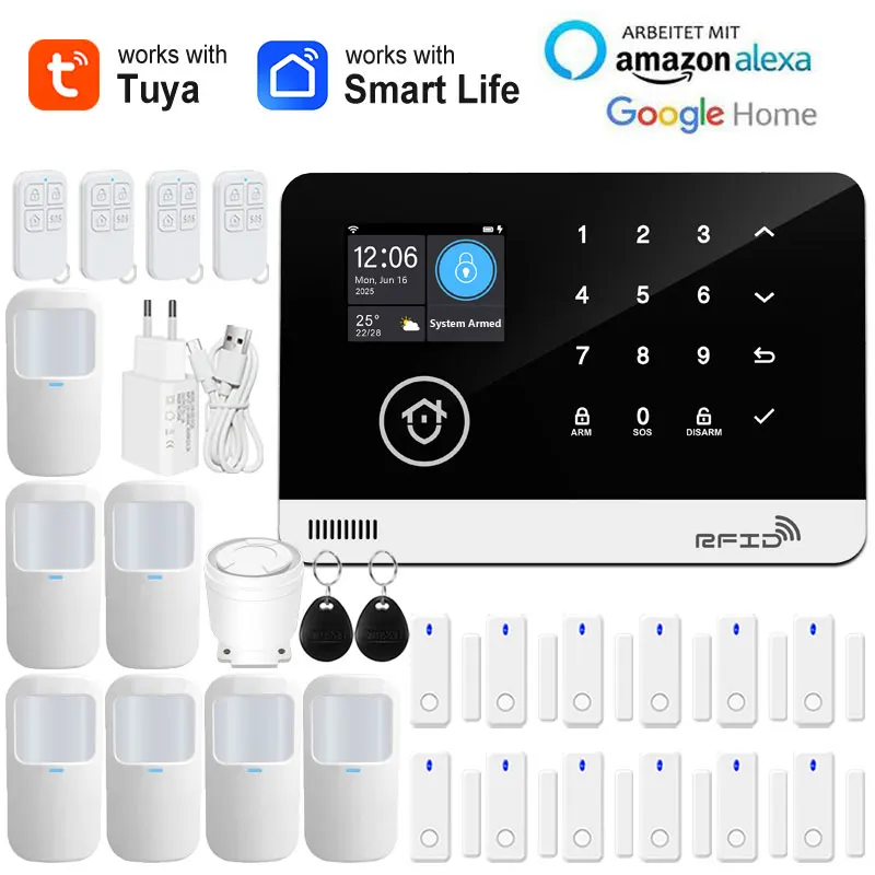Tuya WiFi inteligente GSM sistema de alarma de seguridad para el hogar-teclado táctil RFID APP Control inalámbrico antirrobo con volumen ajustable - imagen 2