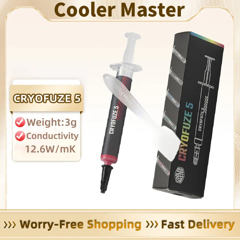 CoolerMaster-pasta de grasa de silicona térmica, compuesto conductor térmico con raspador, 12,4 W, 3g, rojo, GPU, CPU, Chipset