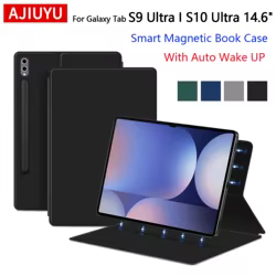 Funda magnética para Samsung Galaxy Tab S10 Ultra 2024 5G S9 ultra, funda de libro inteligente de 14,6 pulgadas con soporte para lápices integrado, encendido automático
