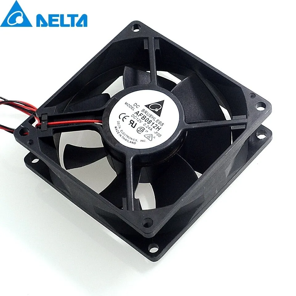 Nuevo AFB0812H 8cm 80mm 8025 12V 0.24A 2 cables doble rodamiento de bolas ventilador de refrigeración pwm 80*80*25mm para Delta - imagen 4