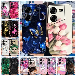 Funda Silicona Tecno Pova 5 2023 / 4G – Diseño Flor Mariposa