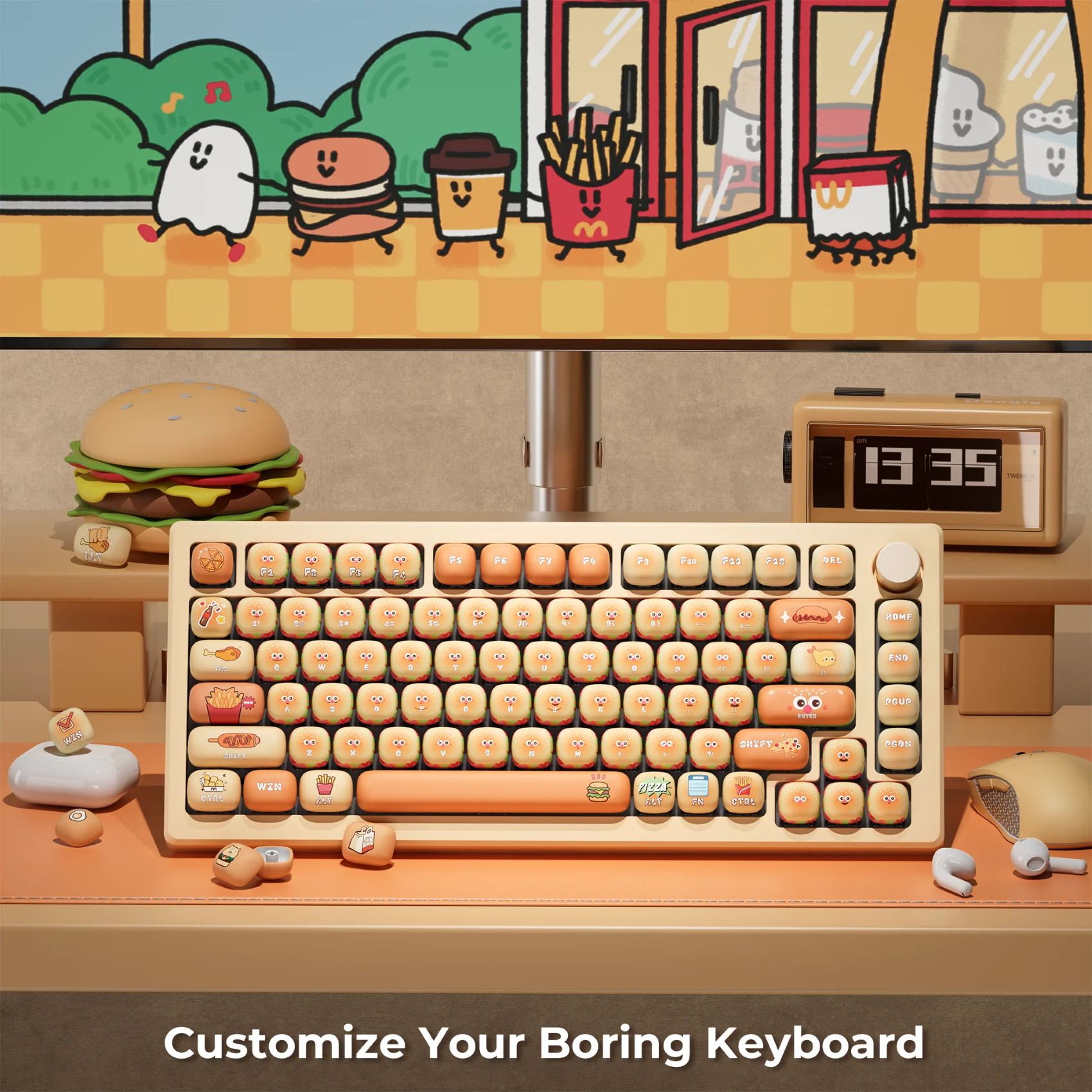 XVX hamburguesa país de las Maravillas moño al vapor tema Keycap lindo MOG 138 teclas dibujos animados personalizado tinte Sub Keycap teclado accesorios regalos - imagen 5