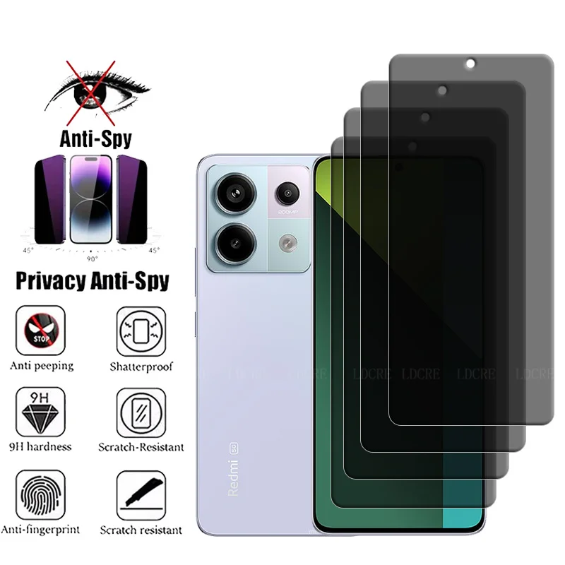 4 Uds para Xiaomi Redmi Note 13 Pro 5G vidrio para Redmi Note 13 Protector de pantalla privacidad Anti-espía vidrio templado Redmi Note 13 Pro - imagen 2