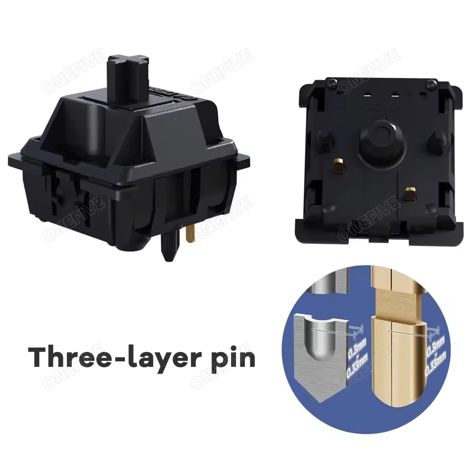 Gateron nuevo oil king 2,0 interruptor 5 pines interruptores lineales precublados 55gf interruptor de teclado mecánico accesorios DIY aceite negro - imagen 5