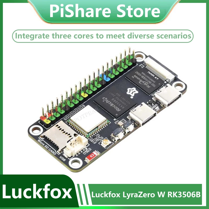 Placa de desarrollo Luckfox Lyra Zero W RK3506B Rockchip Linux para tamaño de pantalla MIPI/DSI compatible con Raspberry Pi Zero