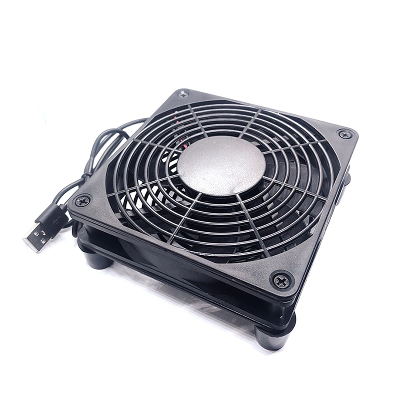 Ventilador de enrutador inalámbrico DIY, radiador de computadora, caja de TV, enfriamiento silencioso, cc 5V, USB 120mm, 120x25mm, almohadilla de pie de cinturón de malla protectora - imagen 5
