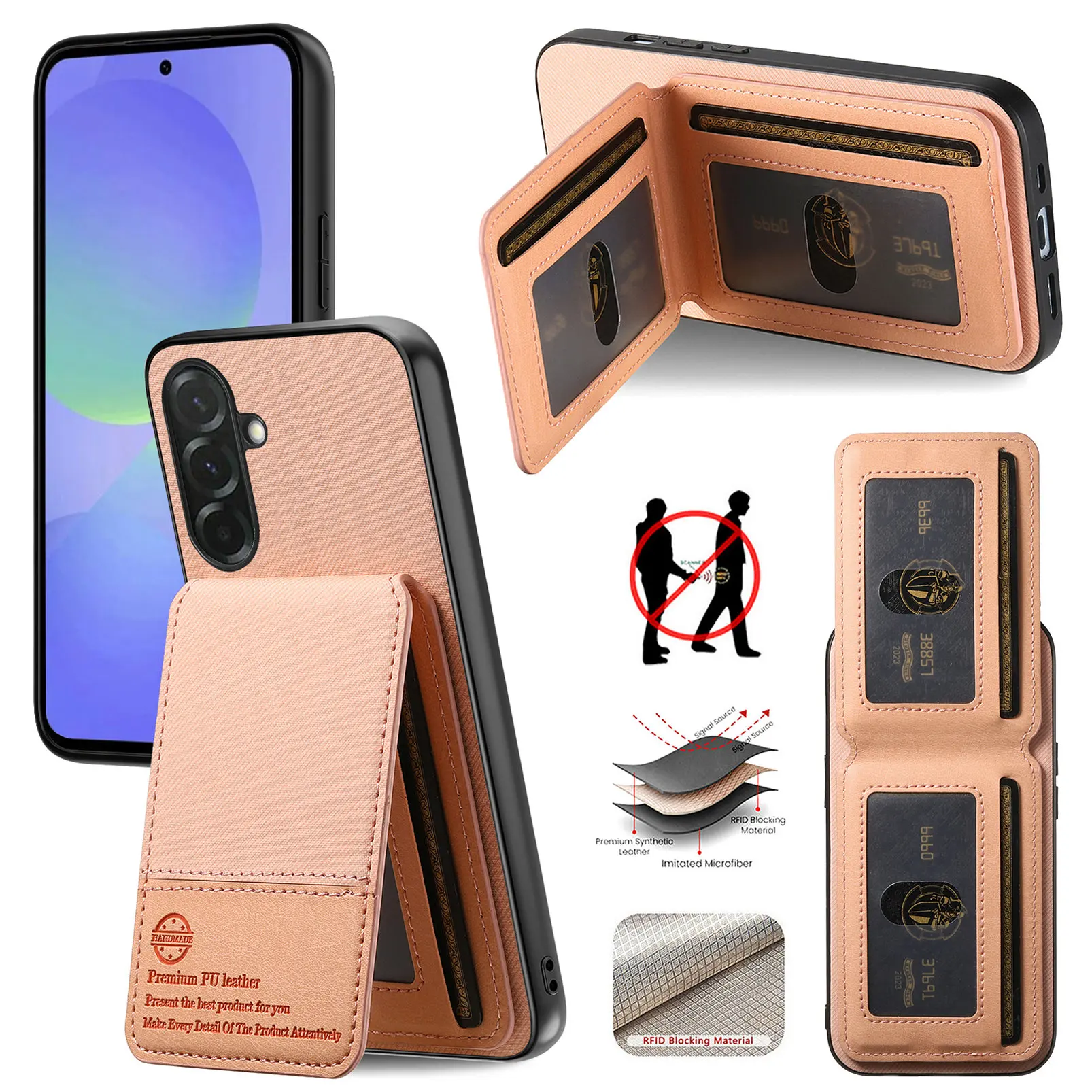 Funda de cuero tipo billetera con tarjetas verticales para Samsung Galaxy A16 A26 A36 A56 A54 S25 Ultra S24 Plus S23 S22 funda con soporte de bolsillo - imagen 3