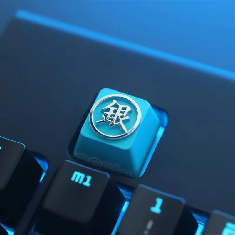 Keystone Artisan Keycap para teclado mecánico GINTAMA Anime tema Color azul Zinc aleación de aluminio Metal personalizado DIY AULA F75 - imagen 5