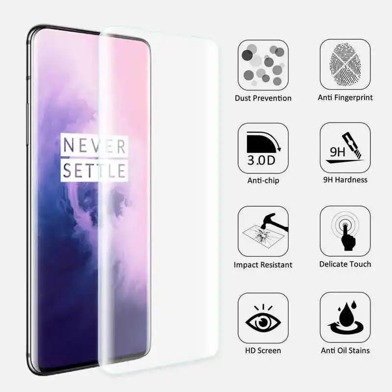 Vidrio protector para oneplus 7 pro protector de pantalla de vidrio templado en one plus 7 pro 7pro accesorios de vidrio película de teléfono seguridad 3d - imagen 2