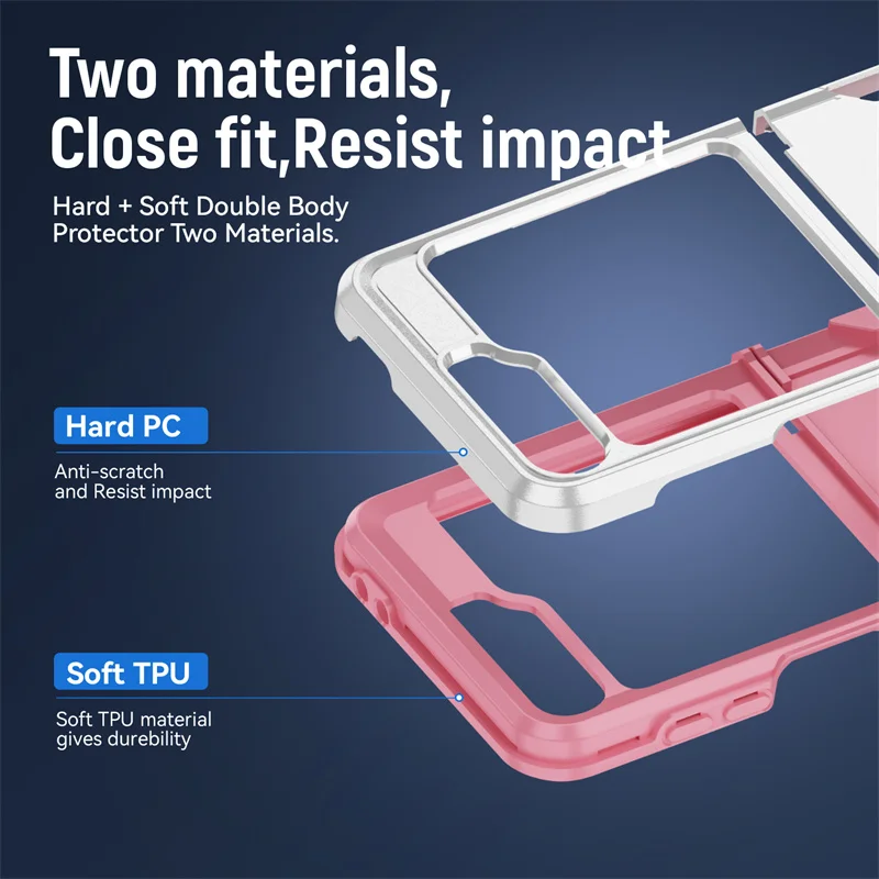 Funda de teléfono con soporte de anillo de carcasa dura de plástico para Samsung Galaxy Z Flip 6 5 4 5G Flip6 Flip5 Armor cubierta protectora de bisagra a prueba de golpes - imagen 5