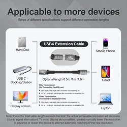 Cable Extensión USB-C 8K UHD Carga Rápida Thunderbolt 4/3 Macho Hembra