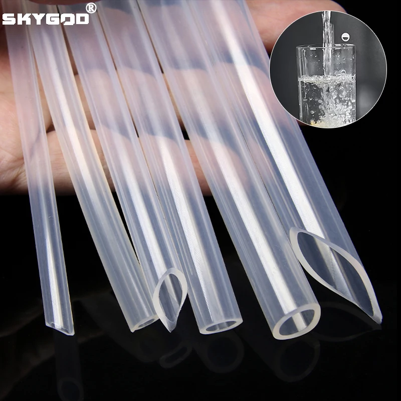 Manguera de goma de silicona de 1m, diámetro Flexible 0,5 1, 2, 4, 5, 6, 7, 8, 9, 10, 11, 12, 14, 16, 18, 20, 30, 36mm, tubo transparente de silicona de calidad alimentaria