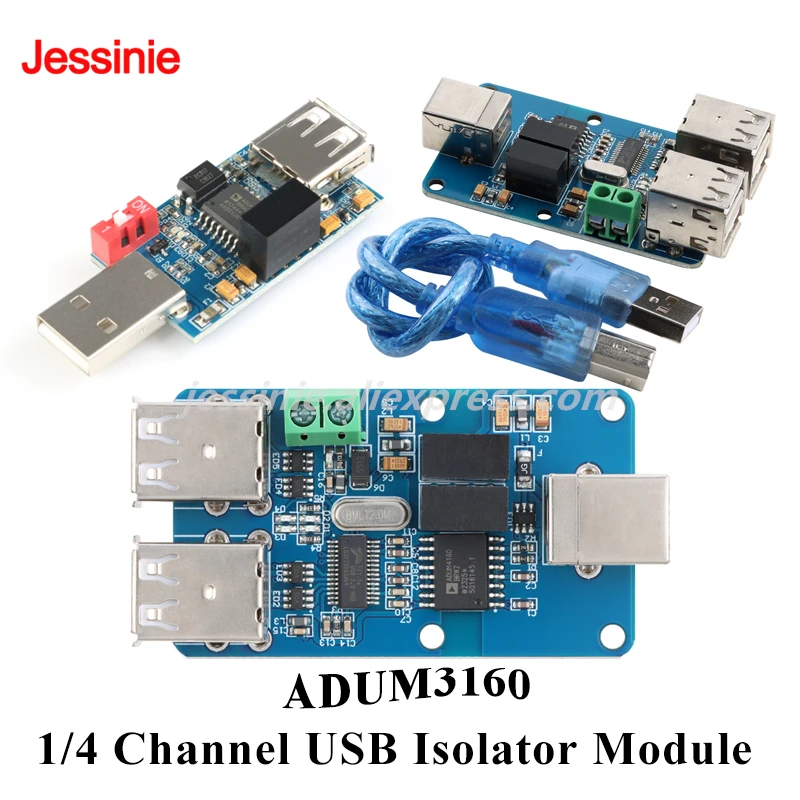 Placa de protección de acoplamiento de aislamiento USB a USB ADUM3160 de 1/4 canales Módulo de aislamiento único USB 2,0 1500V