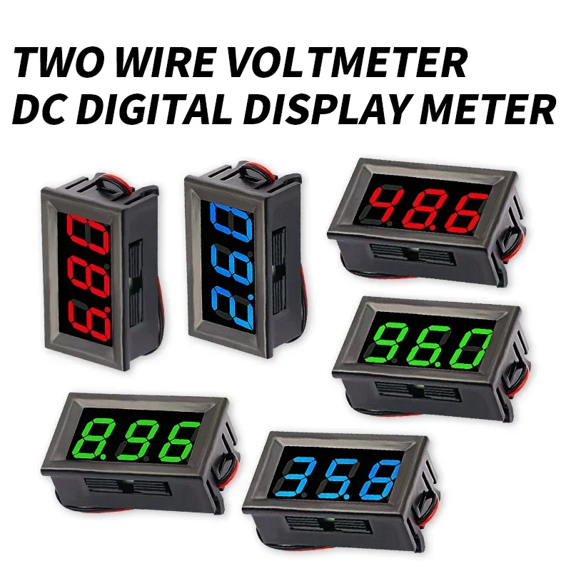 1 Uds 2 cables DC 4,5 V-30V 5V-120V 0,56 "LED voltímetro Digital medidor de Panel de voltaje rojo/azul/verde pantalla de voltímetro de motocicleta de coche
