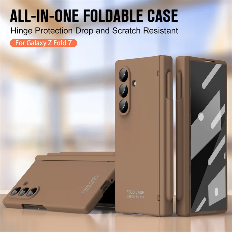 Funda de teléfono de PC dura esmerilada para Samsung Galaxy Z Fold 7 6 5 4 3 2 5G con bisagra Protector de pantalla de vidrio lápiz táctil cubierta a prueba de golpes - imagen 2