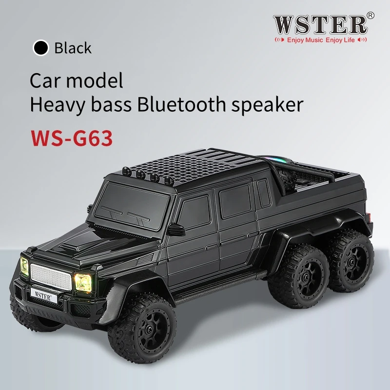 Nuevo diseño WS-G63 Altavoz Bluetooth de graves pesados TF USB FM AUX manos libres luz LED forma de coche Radio TWS AUX altavoces inalámbricos para coche - imagen 2