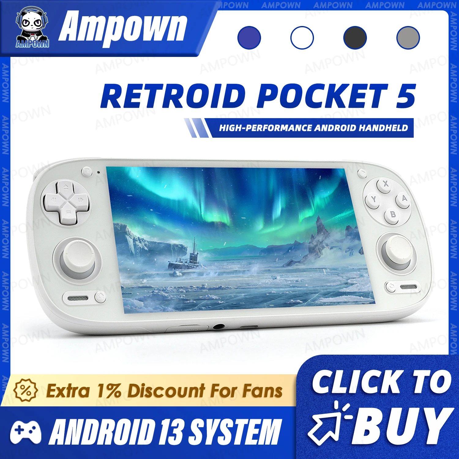 Consola de juegos portátil Retroid Pocket 5, pantalla AMOLED de 5,5 pulgadas, Joystick Android 13, efecto de iluminación RGB, videojuegos de refrigeración activa