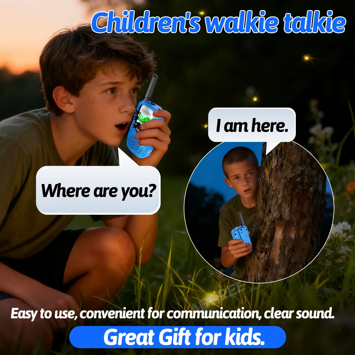 Walkie Talkie AIRITON T-388 para niños, 2 uds., PMR/FRS, voz clara, escaneo de canales de largo alcance, manos libres, gran regalo para niños, Radioaficionado - imagen 5