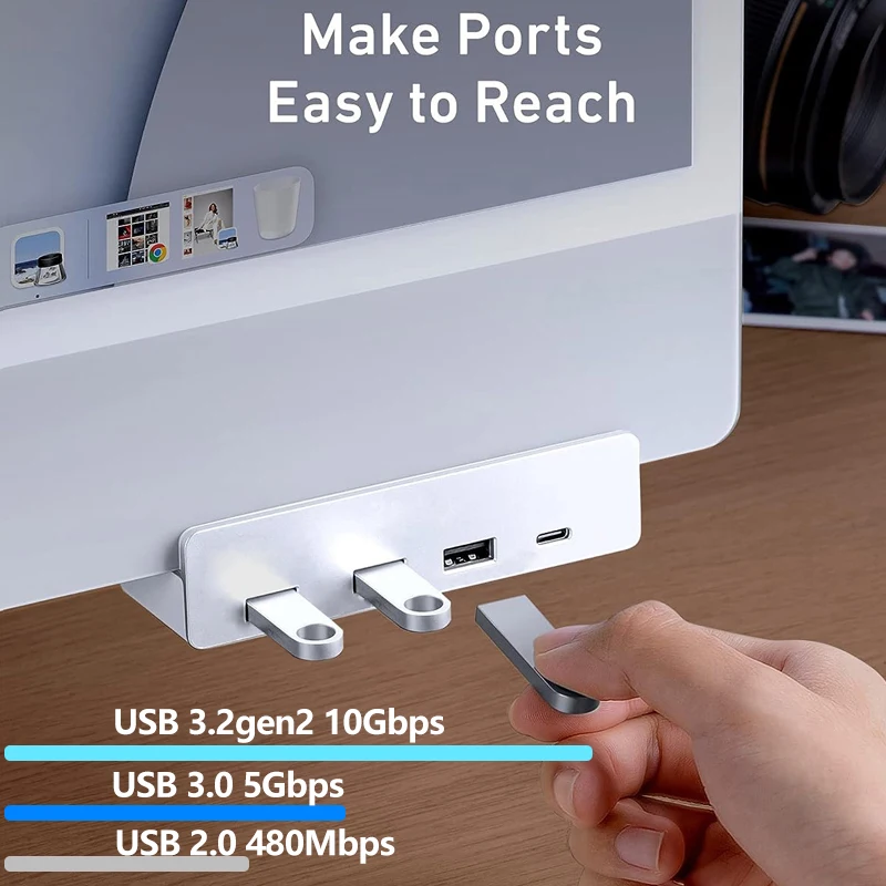 10Gbps USB3.2 Gen2 HUB USB3.0/2,0 adaptador divisor Universal externo Multi Clip Dock para iMac Macbook Dell Lenovo Desktop - imagen 2