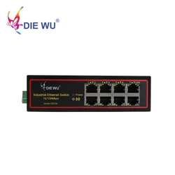 DIEWU Switch Ethernet Industrial DIN RJ45 VLAN Reforzada