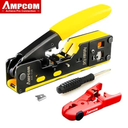 Crimpadora AMPCOM RJ45 RJ11 Ethernet Cat7/6A/5 con Pelacables
