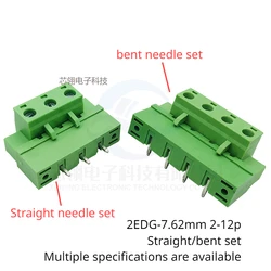 Terminales PCB Enchufables Verdes con Brida, Macho-Hembra