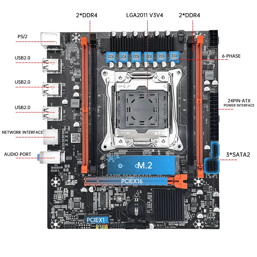 Kit de placa base para juegos MOUGOL X99 con CPU Xeon E5 2650 V4 y DDR4 de doble canal 16G (2*8G) 2133MHz M.2 NVME para computadoras de escritorio - imagen 5
