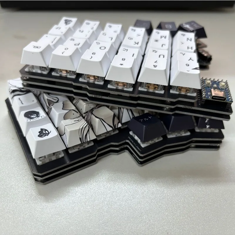 Silakka54 teclado dividido negro monomodo con cable teclado dividido ergonómico personalizado teclados mecánicos para juegos accesorios DIY - imagen 5