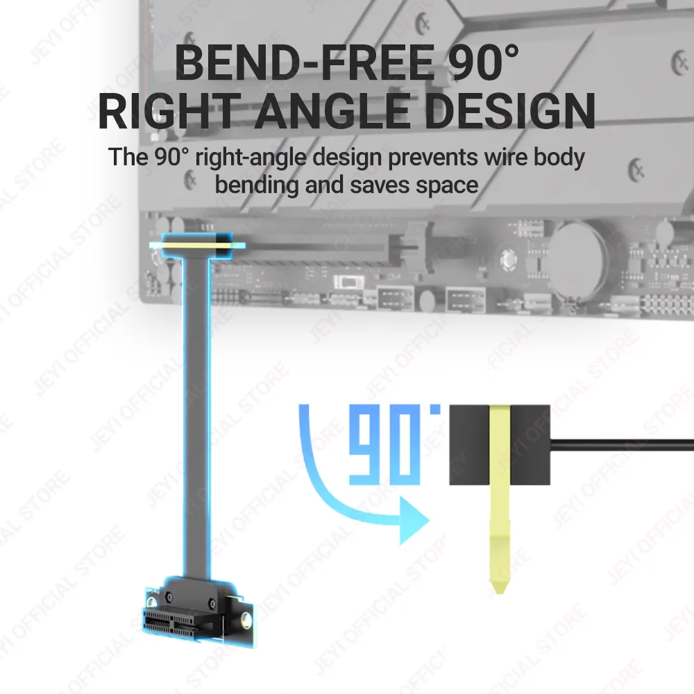 Cable elevador JEYI PCIe 4.0/3,0 X1, 90 °   Cable de extensión PCI Express X1 de ángulo recto para tarjeta WiFi PCIe, adaptador M.2, tarjeta USB PCIe - imagen 3