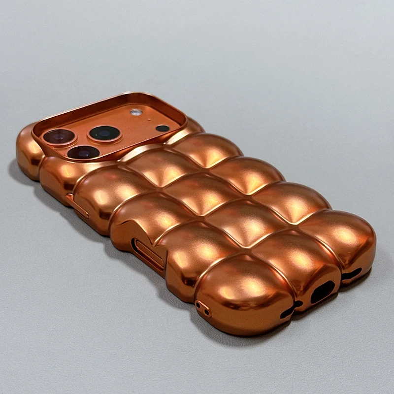 Ins Creative Cosmic Orange 3D Puff Grid TPU funda de teléfono para iPhone 17 Pro Max 16 15 14 13 12 11 cubierta protectora trasera a prueba de golpes - imagen 5