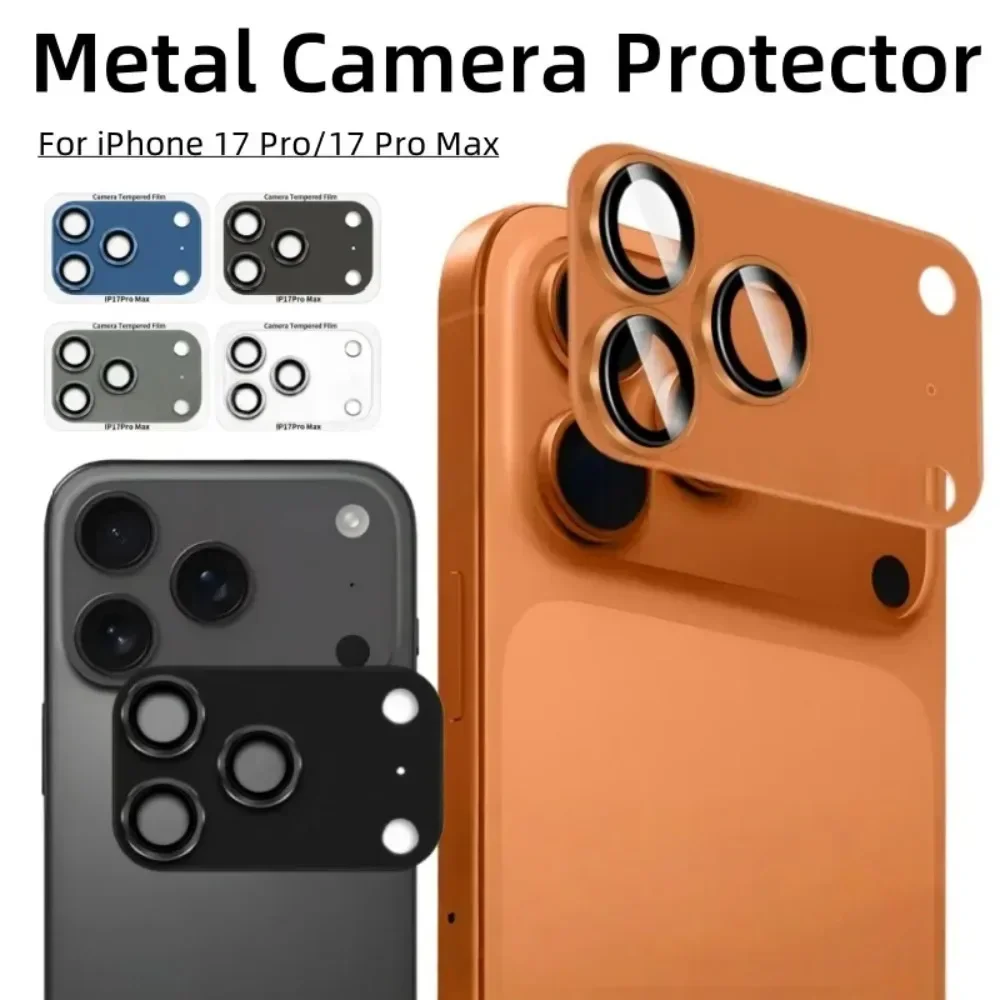 Protector de lente de cámara Armor HD 9H para IPhone 17 Pro 17 Pro Max, anillo de Metal de aluminio, tapa de película de vidrio templado - imagen 2