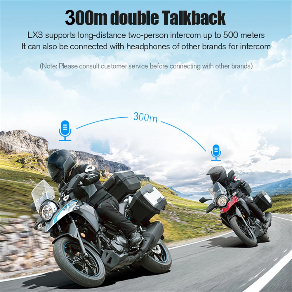 Intercomunicador Bluetooth LX3 para casco de motocicleta, auriculares inalámbricos para 2 conductores, BT5.0, 1/2x - imagen 3