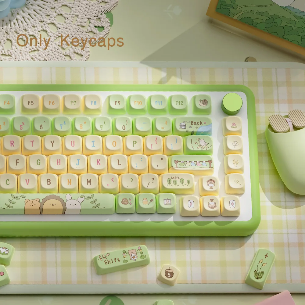 MOA perfil Keycap verde bosque tema tinte Sub Anime dibujos animados PBT Keycaps para Mx Switch Teclado mecánico MCA teclas personalizadas - imagen 5