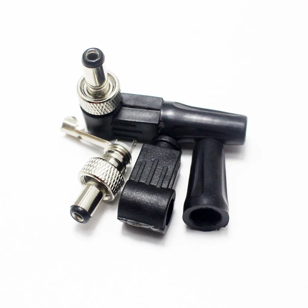 1 Uds 90 grados macho 5,5x2,1mm 5,5*2,5mm tipo L enchufe DC enchufe macho DC con tuerca enchufe de soldadura - imagen 4