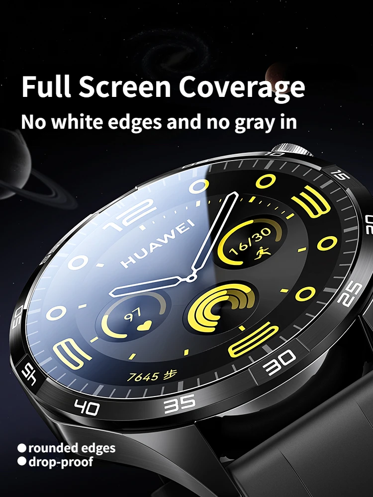 SmartDevil Smartwatch con película de vidrio templado para Huawei Watch GT4, Protector de pantalla de cubierta completa HD, antihuellas, 46mm, 41mm - imagen 5
