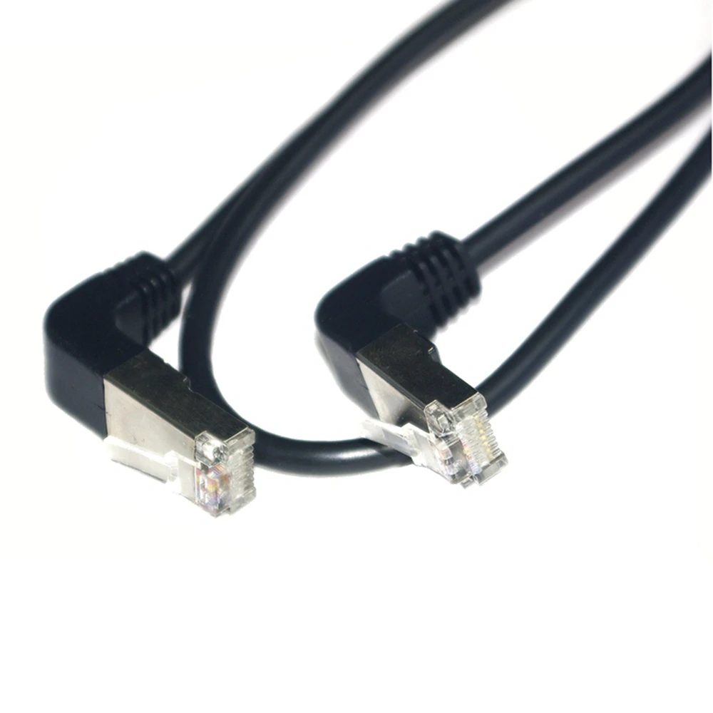 Doppel Ellenbogen Unten & Up Abgewinkelt 90 Grad cat5e 8P8C FTP STP UTP Cat 5e Ethernet Netzwerk Kabel RJ45 Lan patchkabel 0,5 m - imagen 3