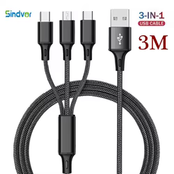 Cable de carga USB-C, Lightning y Micro USB multipuerto