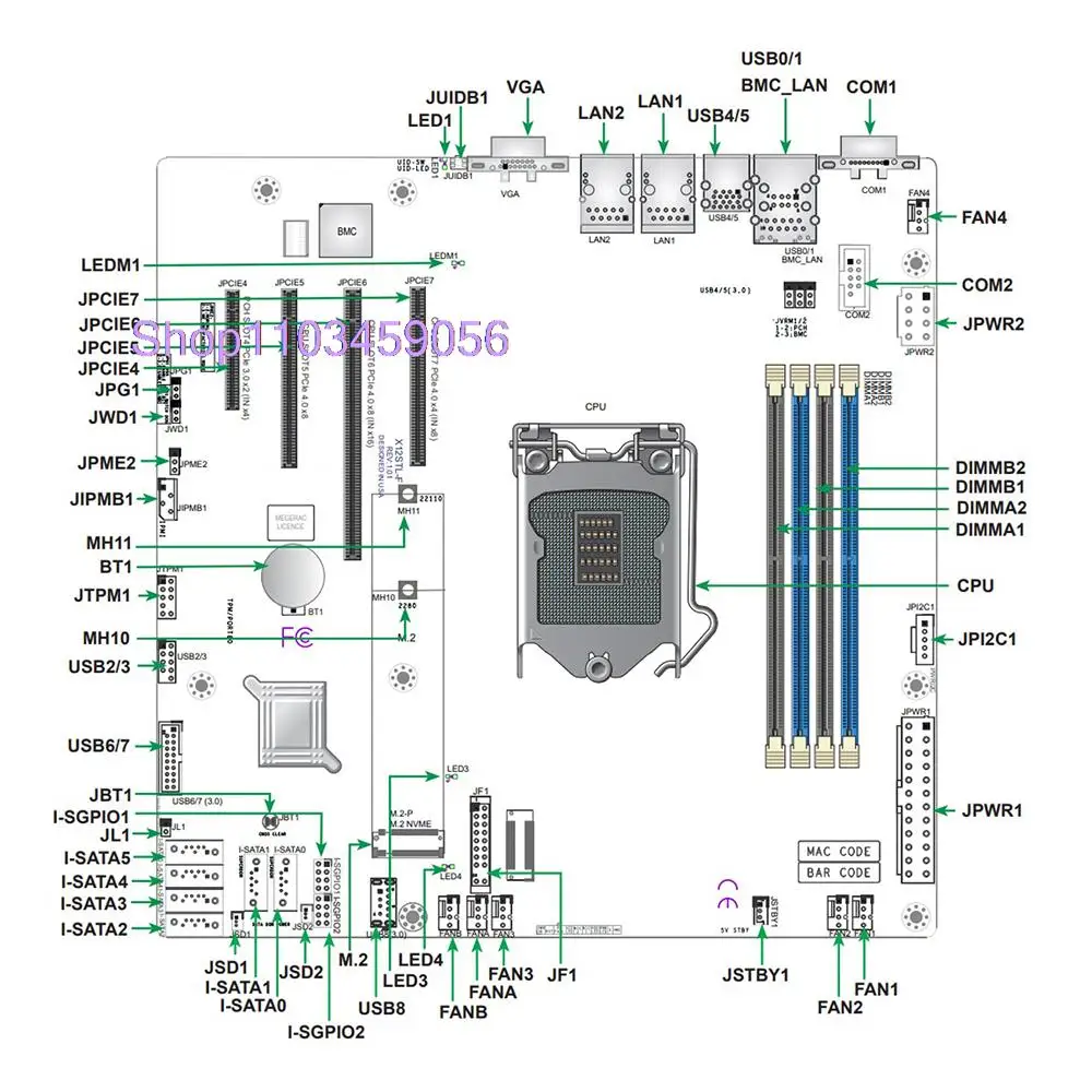 LGA1200 PCIE 4,0 M-ATX C252 128GB DDR4-3200MHz 6XSATA 3 para placa base de servidor Supermicro X12STL-F - imagen 4