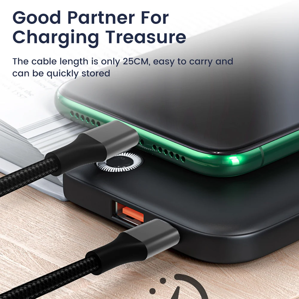 Cable de carga de datos Usb, cargador de 0,25 M, 66W, 3A, para banco de energía, tableta tipo C, para Samsung, Huawei, Xiaomi - imagen 2