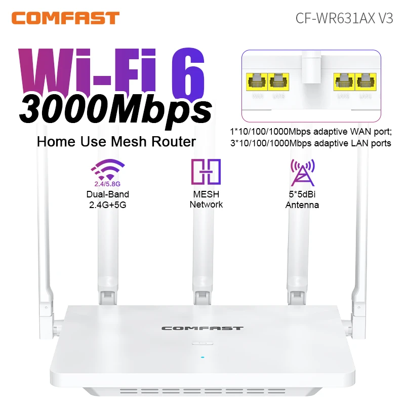 Comfast WiFi6 repetidor WiFi inalámbrico amplificador de señal Wifi extensor WiFi de doble banda 2,4G y 5GHz amplificador WiFi Gigabit enrutador WPS - imagen 2