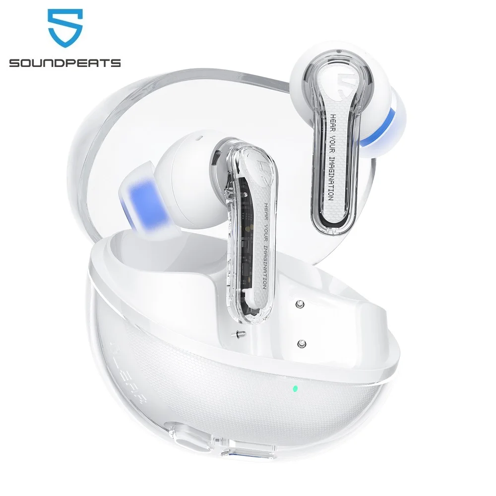SoundPEATS Clear Transparent Series Bluetooth 5.3 Auriculares inalámbricos verdaderos con micrófono ENC dual, modo de juego, soporte para aplicaciones, 40H - imagen 2