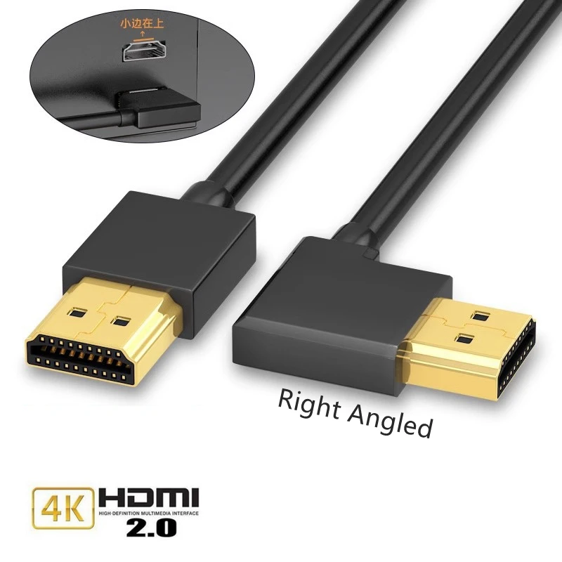 Cable HDMI 4K HDMI 2,0 Cable HDMI adaptador de ángulo de 90/270 grados para Apple TV PS4 divisor vídeo Audio Cable HDMI de 90 grados 1m 3m 5 - imagen 3