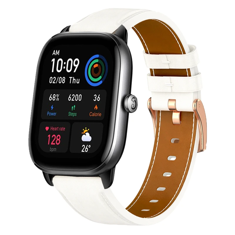 Correa de cuero de 20mm para Amazfit GTS 4/2/2e/3/GTS2/GTS4 Mini/GTR mini pulsera de silicona de 42mm para Amazfit Bip 3 Pro correa de reloj de 20mm - imagen 3