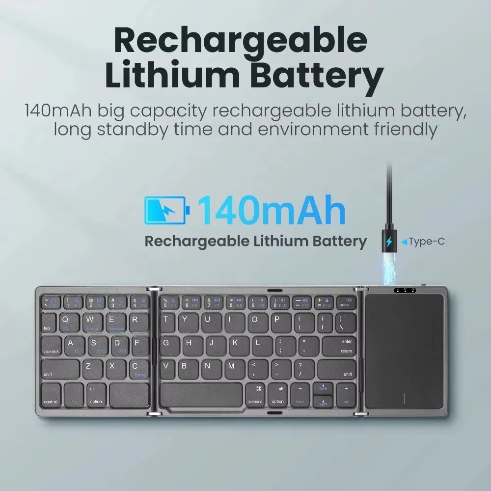 Teclado triple con panel táctil tres teclado Bluetooth Mini teclado portátil teclado recargable para PC Windows Android IOS - imagen 5