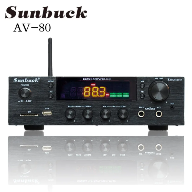 Sunbuck AV-80/298BT 2000W amplificadores estéreo Bluetooth amplificador HiFi profesional de alta potencia con Control remoto FM USB SD 2 entrada de micrófono - imagen 2