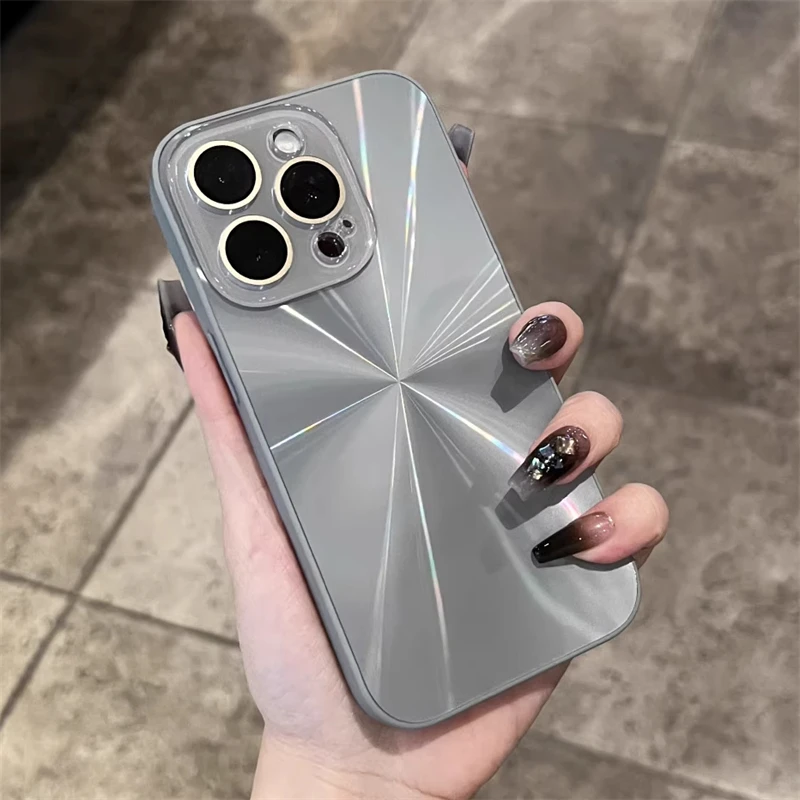 Funda Aurora láser colorida 6D de lujo para iPhone 16, 15, 14, Plus, 13, 12, 11 Pro Max, parachoques suave, cámara de cristal a prueba de golpes, cubierta dura para PC - imagen 2