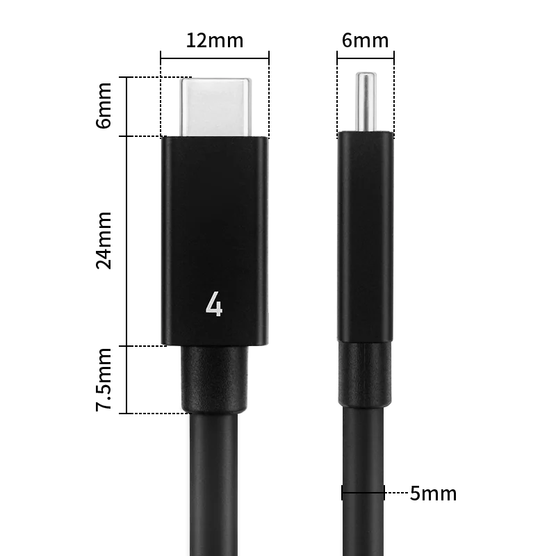 Cable USB C Thunderbolt4/3 compatible con 40gbps, 8K @ 60Hz, soporte de vídeo, cargador rápido PD100W para TH3G4G3 GPU Dock, Cable de ordenador portátil, 1M, 2M - imagen 3