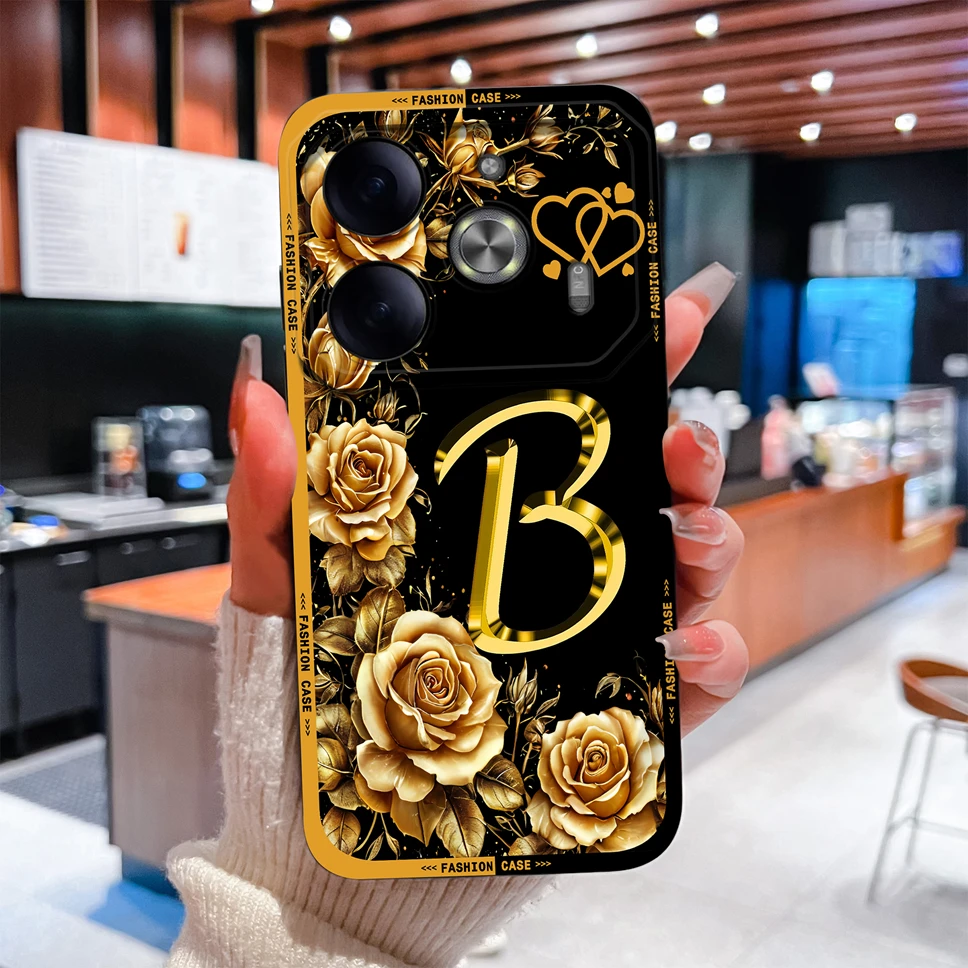 Para Tecno Pova 6 Pro 6 Neo 4G 5G Funda de teléfono suave silicona líquida romántica Rosa letras cubierta para Tecno Pova6 Funda de parachoques - imagen 5