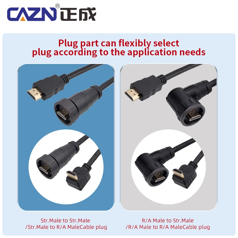 Conector de interfaz multimedia resistente al agua Tipo bayoneta Cabeza recta con enchufe de cable - Accesorio de transmisión de datos duradero - imagen 5